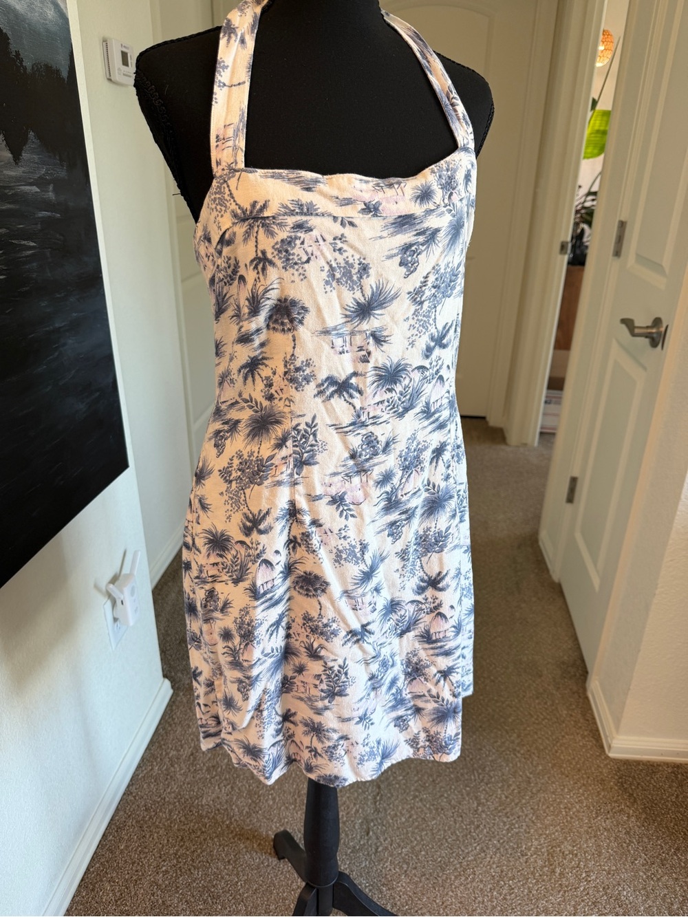 Tropical Print Halter Dress